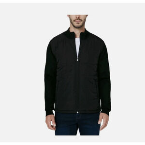 Infinity Men's Mixed Media Jacket Quilted Sweater Knit Lightweight Zip Medium